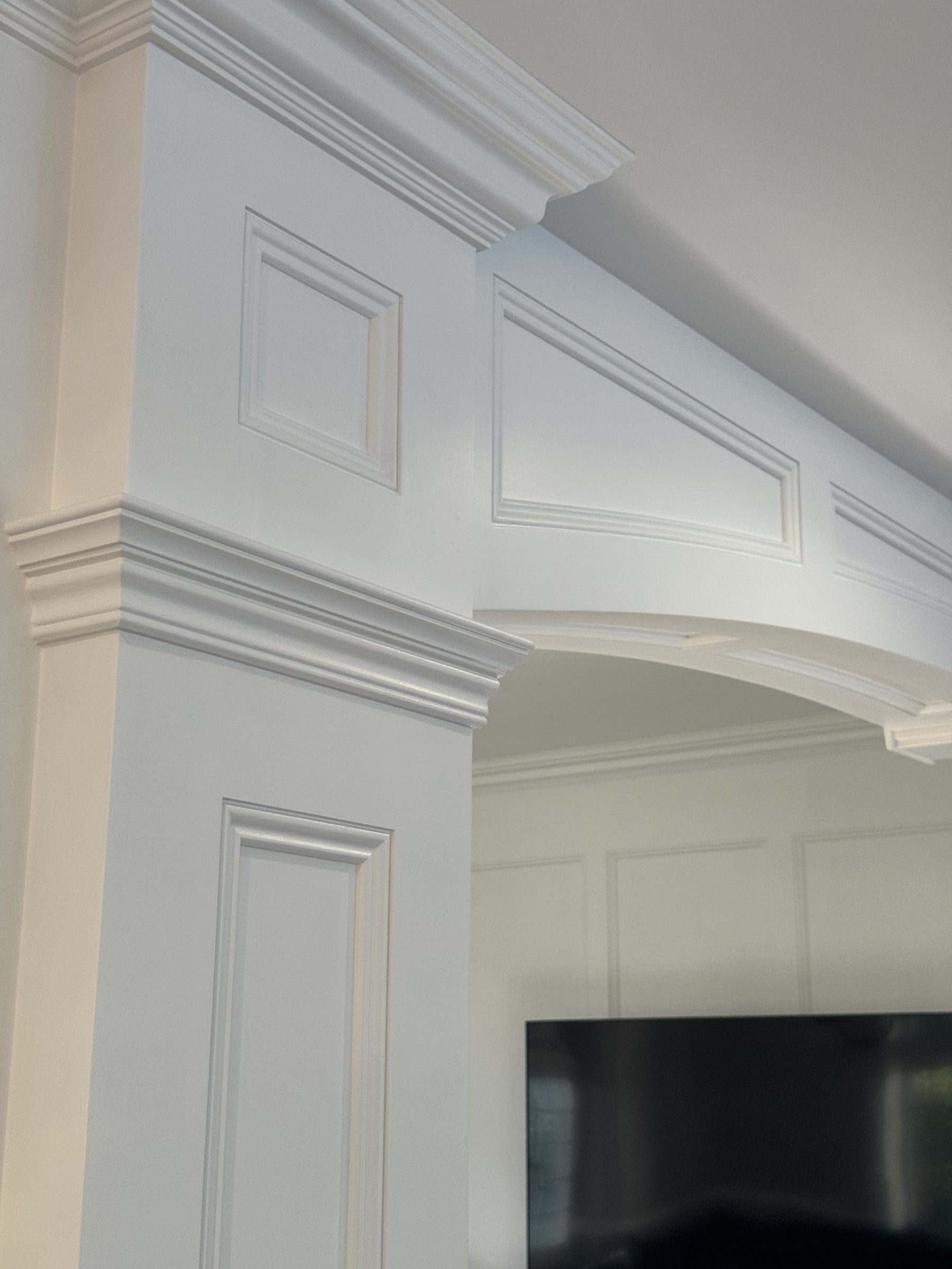 Close view of a handmade moulding and panel profile